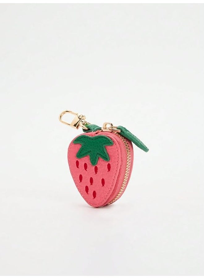 Strawberry Fruit Charm coin purse cute keychain mini pouch Wallet gift for girl women, Pink, Fashion - Image 4